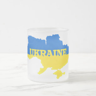 Caneca De Café Vidro Jateado Mapa das Bandeiras da Ucrânia - Liberdade 