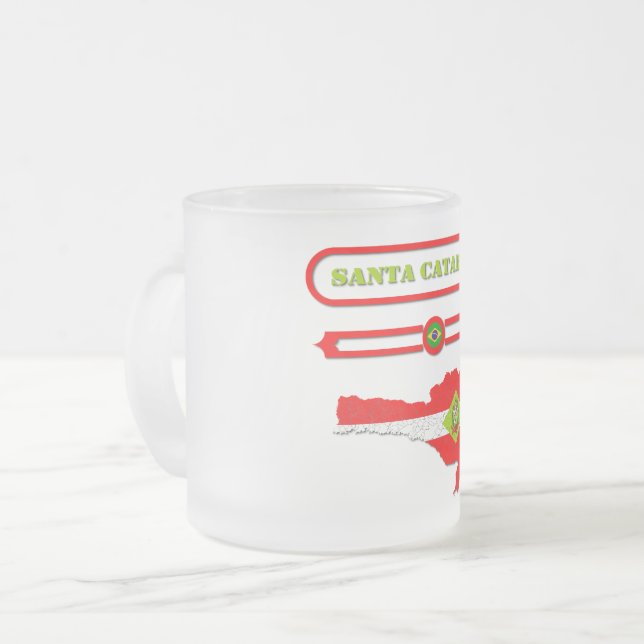CANECA DE CAFÉ VIDRO JATEADO MAPA DE SANTA CATARINA. SAMER BRASIL (Frente Esquerda)