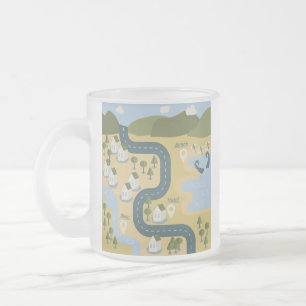Caneca De Café Vidro Jateado mapa de viagem de férias do cenário de cartoon na