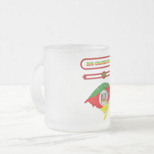 CANECA DE CAFÉ VIDRO JATEADO MAPA DO RIO GRANDE DO SUL. SAMER BRASIL