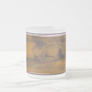 Caneca De Café Vidro Jateado Mapa Mundial de Marte Planeta Vermelho por Satélit