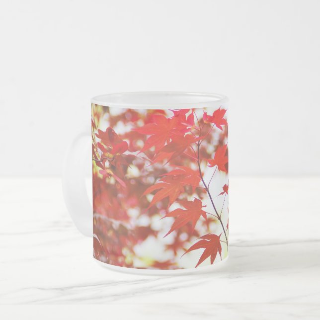 Caneca De Café Vidro Jateado Maple Japonês - Primavera (Frente Esquerda)