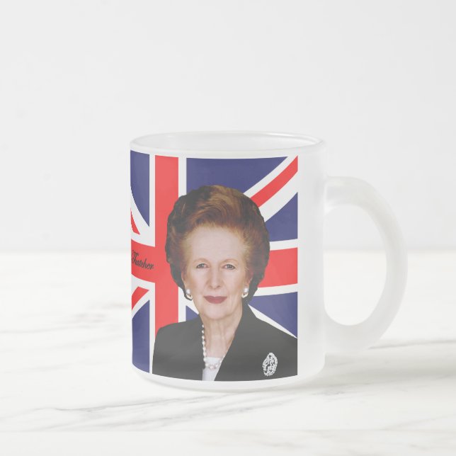 Caneca De Café Vidro Jateado Margaret Thatcher - bandeira britânica (Direita)