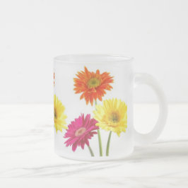 Caneca De Café Vidro Jateado Margaridas do Gerbera