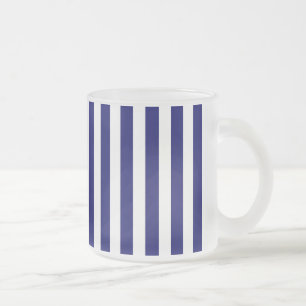 Caneca De Café Vidro Jateado Marinho de listras azuis e brancas de doce