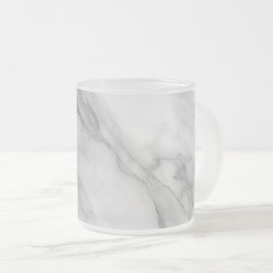 Caneca De Café Vidro Jateado Mármore Branco
