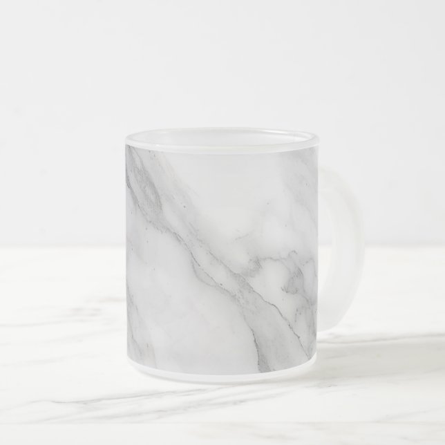 Caneca De Café Vidro Jateado Mármore Branco (Frente Esquerda)