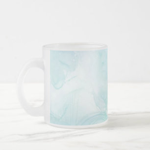 Caneca De Café Vidro Jateado Mármore Moderno Azul Claro