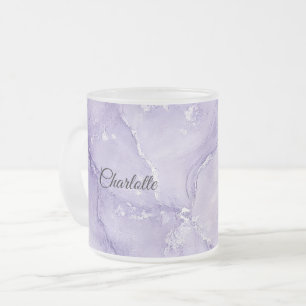 Caneca De Café Vidro Jateado Mármore Personalizado Luxuoso com Nome Customizado