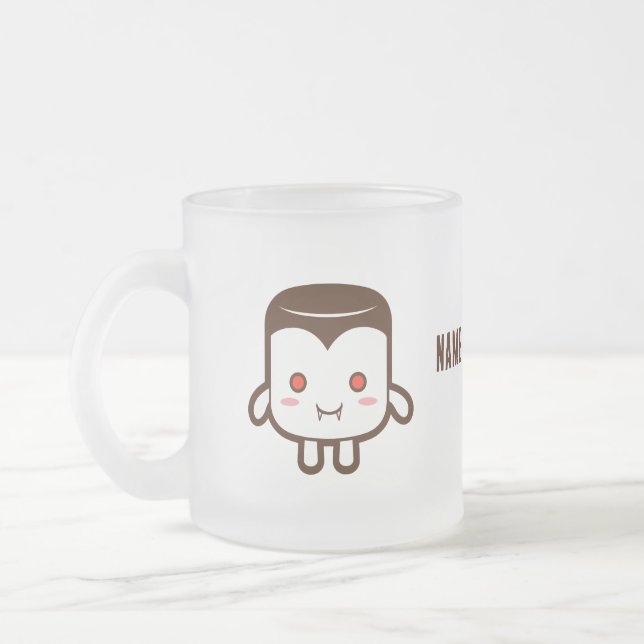 Caneca De Café Vidro Jateado Marshmallows de Monstro Fofo de Halloween (Esquerda)