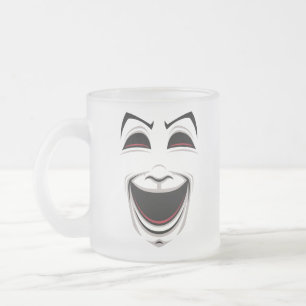 Caneca De Café Vidro Jateado Máscaras de Teatro de Comédia e Tragédia