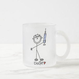 Caneca De Café Vidro Jateado Médico de Boneco de Palito Básico