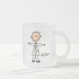 Caneca De Café Vidro Jateado Médico Figura de Palito