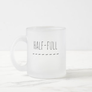 Caneca De Café Vidro Jateado Meio Vazio ou Meio Cheio