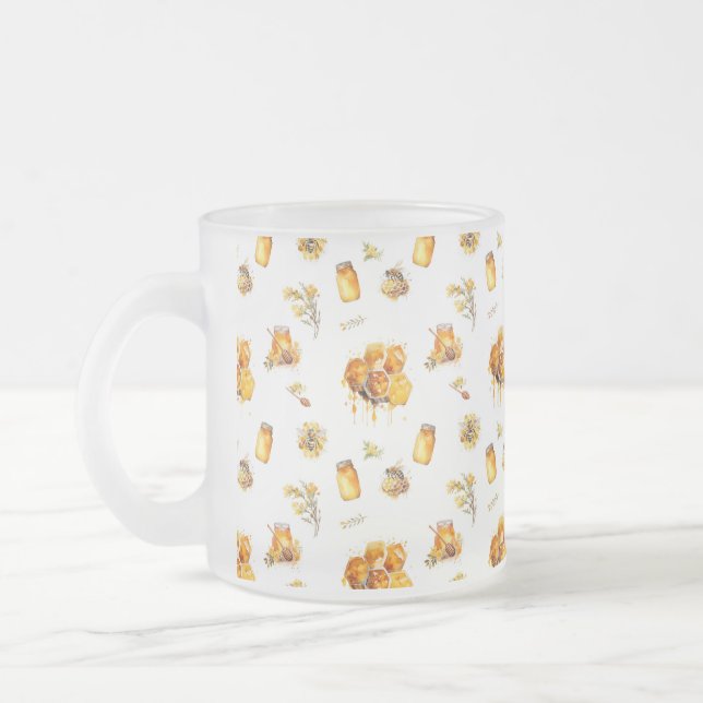 Caneca De Café Vidro Jateado Mel doce de aquarela (Esquerda)