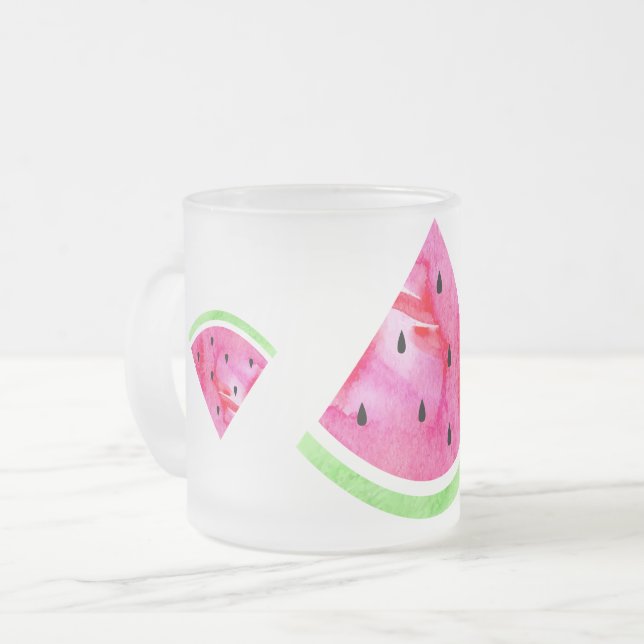 Caneca De Café Vidro Jateado Melancia (Frente Esquerda)
