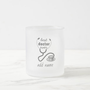 Caneca De Café Vidro Jateado Melhor Médico Personalizado Obrigado Médico