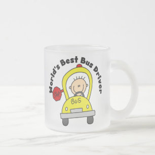 Caneca De Café Vidro Jateado Melhor Motorista de Ônibus do Mundo