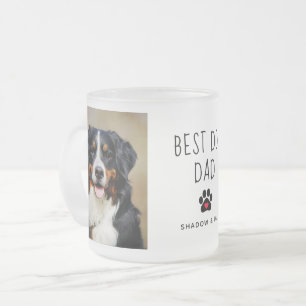 Caneca De Café Vidro Jateado Melhor Pai de Cachorro   Duas Fotografias com Café