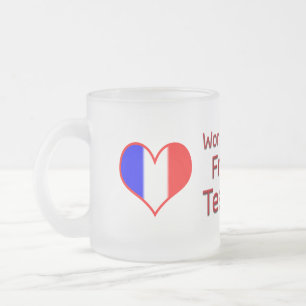 Caneca De Café Vidro Jateado Melhor Professora Francesa do Mundo