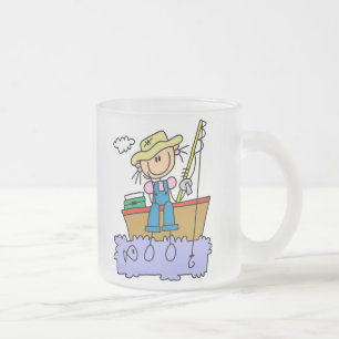 Caneca De Café Vidro Jateado Menina de Pau Pescando