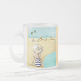 Caneca De Café Vidro Jateado menina de praia