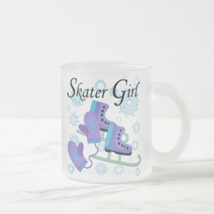 Caneca De Café Vidro Jateado Menina do patinador