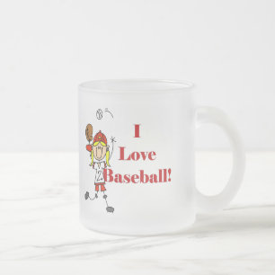 Caneca De Café Vidro Jateado Menina Eu Amo Camisas de Beisebol e Presentes