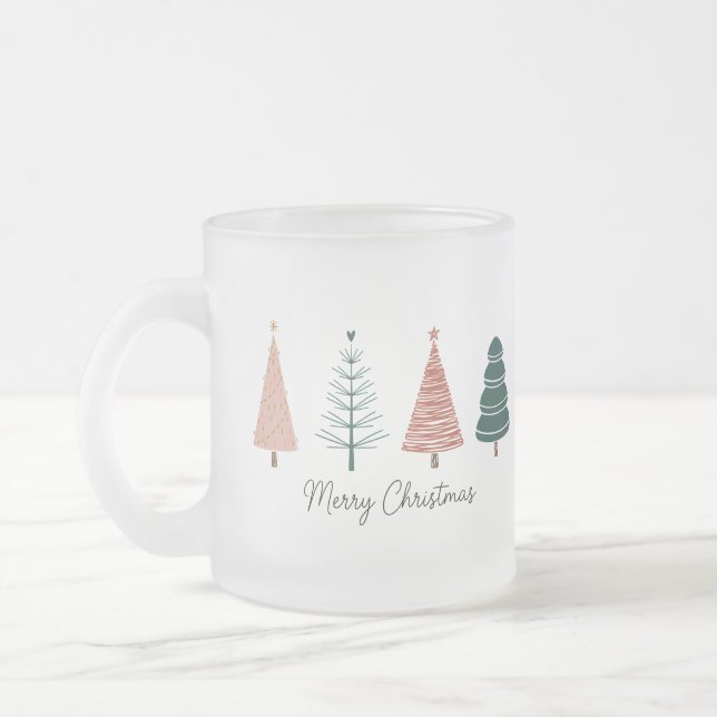 Caneca De Café Vidro Jateado Merry Christmas Tree Design (Esquerda)