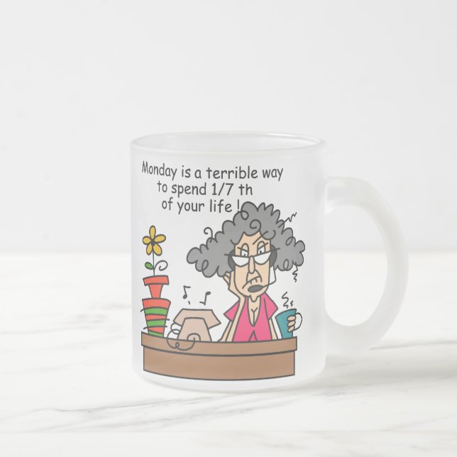 Caneca De Café Vidro Jateado Meses Humor (Direita)