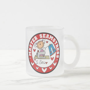 Caneca De Café Vidro Jateado Mestra Costureira