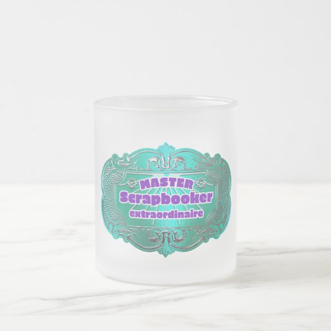 Caneca De Café Vidro Jateado "Mestre Scrapbooker Extraordinaire" (Centro)