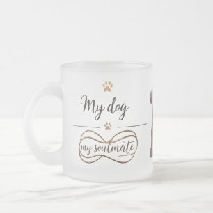 Caneca De Café Vidro Jateado Meu Cachorro, Meu Colhido" Fosco Cachorro de Vidro