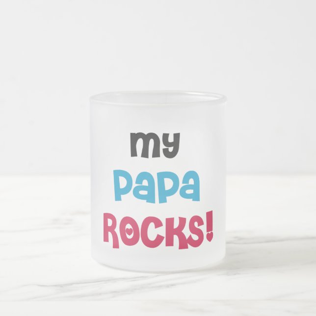 Caneca De Café Vidro Jateado Meu Papa Rocks Camisetas e presentes (Centro)