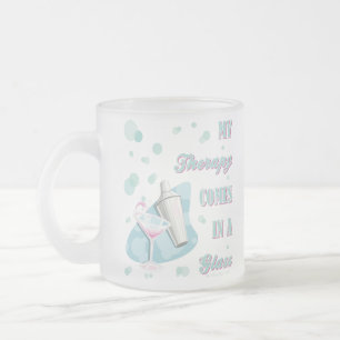 CANECA DE CAFÉ VIDRO JATEADO MINHA TERAPIA VEM EM UM VIDRO!