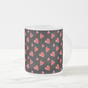 CANECA DE CAFÉ VIDRO JATEADO MINI CORAÇÕES II FOSCO