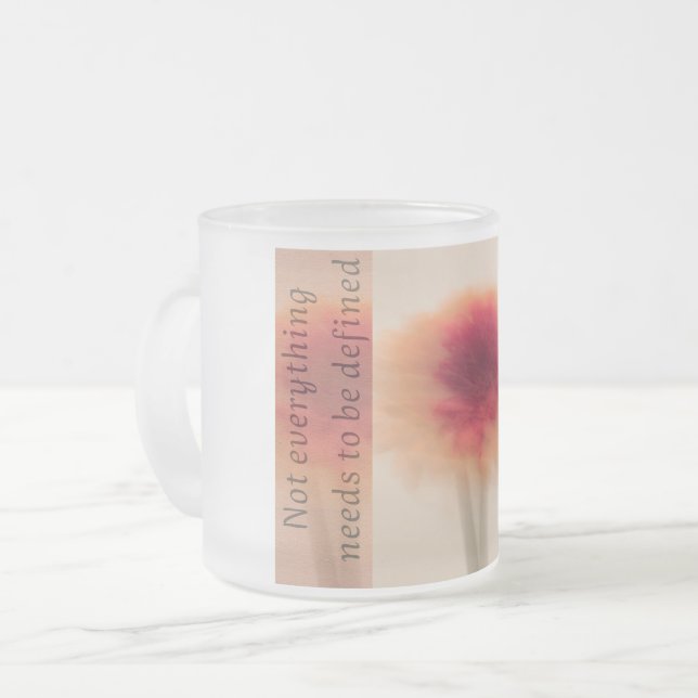 Caneca De Café Vidro Jateado Minimal Abstract Floral Mug with Quote (Frente Esquerda)