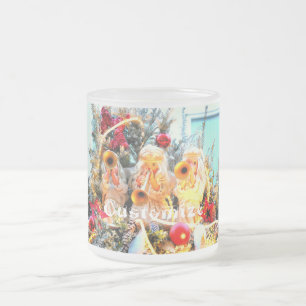 Caneca De Café Vidro Jateado Mistério de natal e anjos