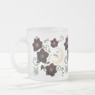 Caneca De Café Vidro Jateado Mística Flor de Lua Libélula Gótica
