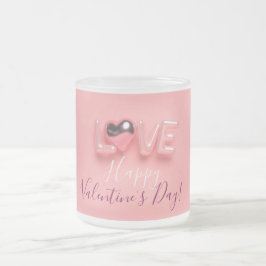 CANECA DE CAFÉ VIDRO JATEADO MODERN HEART PINK VALENTINES DAY