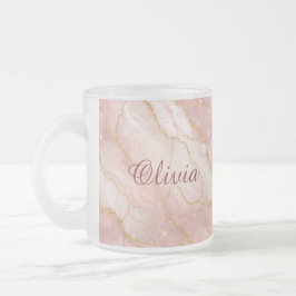 Caneca De Café Vidro Jateado Modern Rose Quartz Marble Gold Glitter