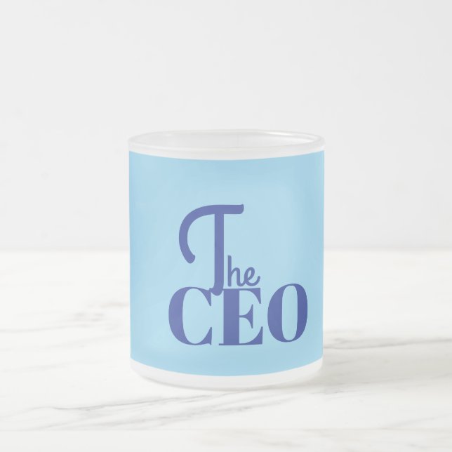 Caneca De Café Vidro Jateado Moderno Minimal O CEO Azul (Centro)