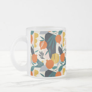 Caneca De Café Vidro Jateado Moderno Trendy Preppy Chic Apricot e Folhas