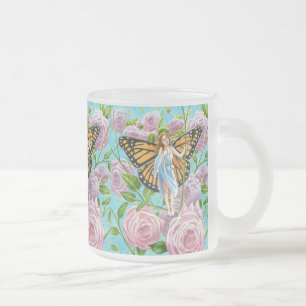 Caneca De Café Vidro Jateado Monarch Fairy entre os Rosas