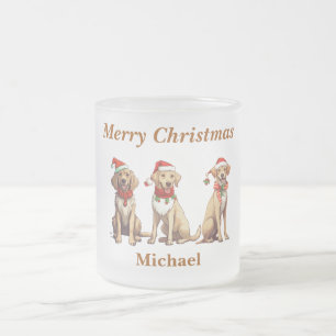 Caneca De Café Vidro Jateado Monograma Bonito Cão de Natal Merdoso
