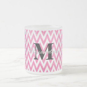 Caneca De Café Vidro Jateado Monograma branco cor-de-rosa