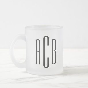 Caneca De Café Vidro Jateado Monograma de casamento moderno simples de três let