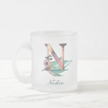 Monograma de Folhagem de Aquarela com Floral Perso