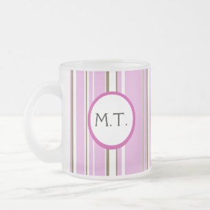 Caneca De Café Vidro Jateado Monograma de Greve Marrom rosa
