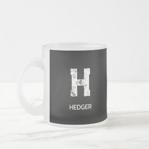 CANECA DE CAFÉ VIDRO JATEADO MONOGRAMA DE UMA LETRA BRANCO MINIMALISTA NOME PRE